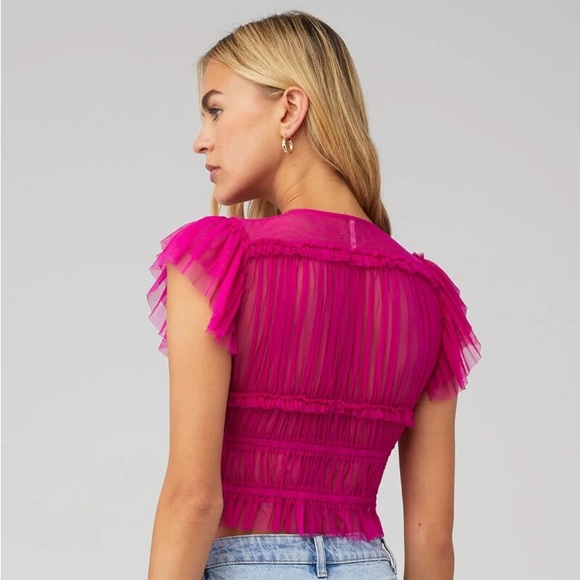Free People Making Me Smile Pink Ruffle Top - Picture 2 of 6